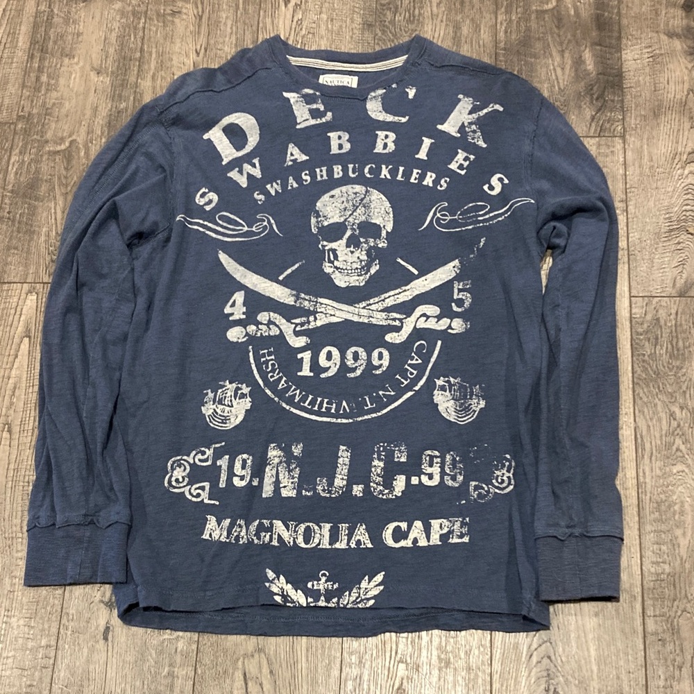 Nautica graphic Blue Long Sleeve Tee size XL 100%cotton